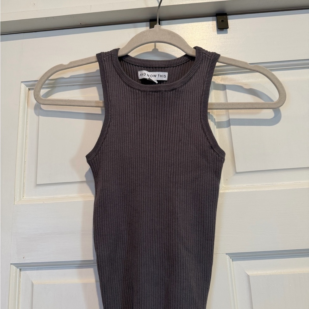 And Now This Dark Gray Ribbed Sweater Tank Top Stretchy